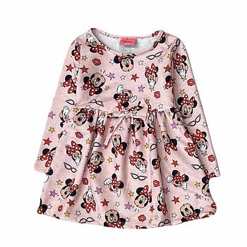 Дитяче плаття трикотажне для дівчинки з довгим рукавом рожеве "mouse" / 5-6/ 98-104