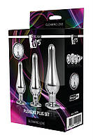 Набір анальних металевих пробок Gleaming Love Pleasure Set Silver