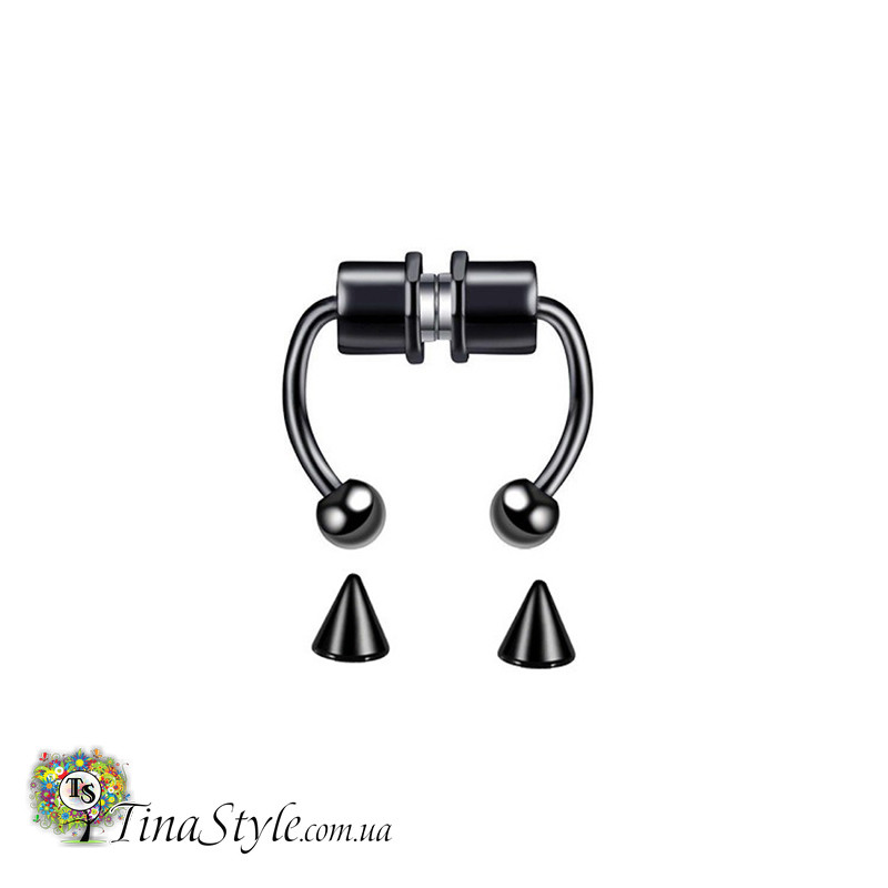Септум магнит обманка в нос магнитная 2в1 клипс пирсинг кольцо в нос имитация пирсинга, фото 1