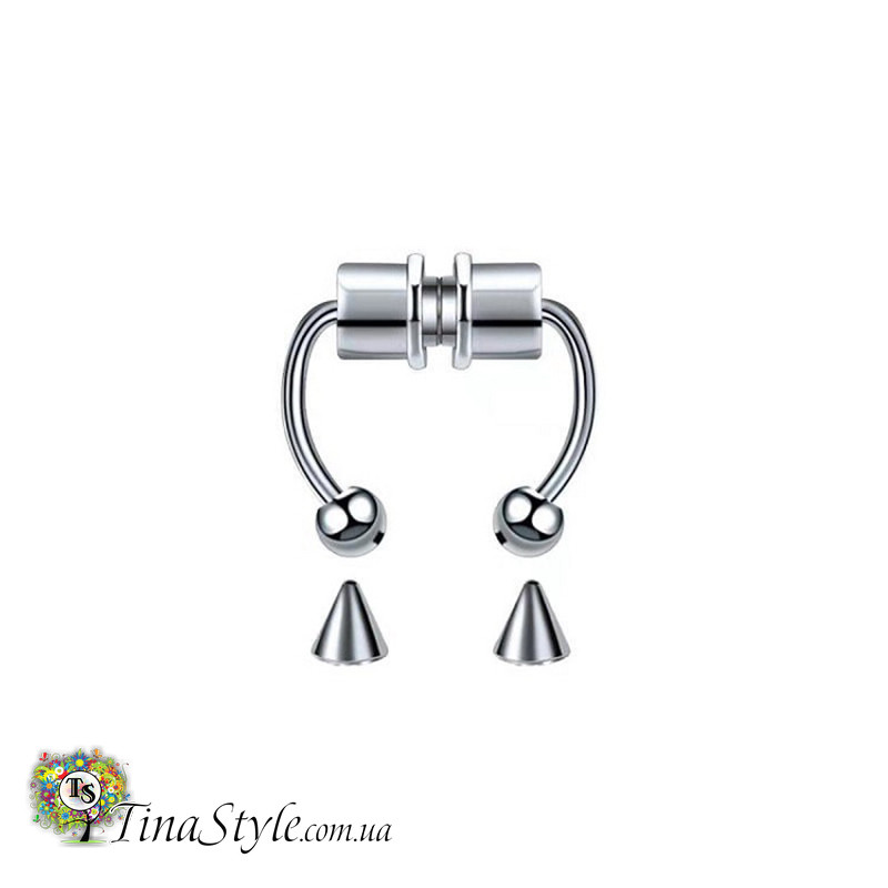 Септум магніт обманка в ніс магнітна 2в1 кліпс пірсинг кільце в ніс імітація пірсингу, фото 1