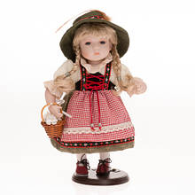 Лялька порцелянова баварська в капелюсі з кошиком колекційна 30cm Reinart Faelens (ціна за 1 стулку)