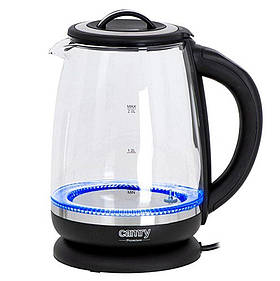 Скляний чайник чорний Camry CR 1290 2,0 л з заварником і терморегулятором