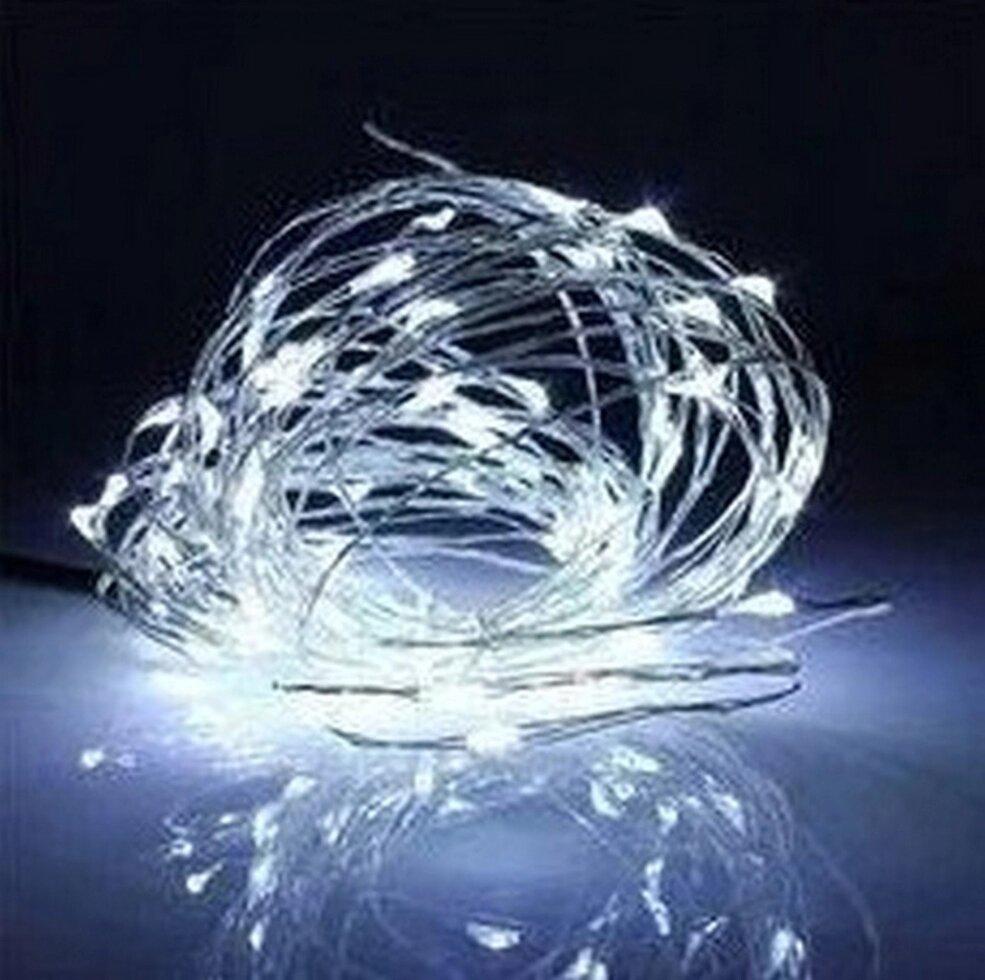 Гірлянда нитка LTL крапля роси 5м 50Led білий на батарейках 3шт АА Cool White