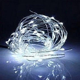 Гірлянда нитка LTL крапля роси 5м 50Led білий на батарейках 3шт АА Cool White