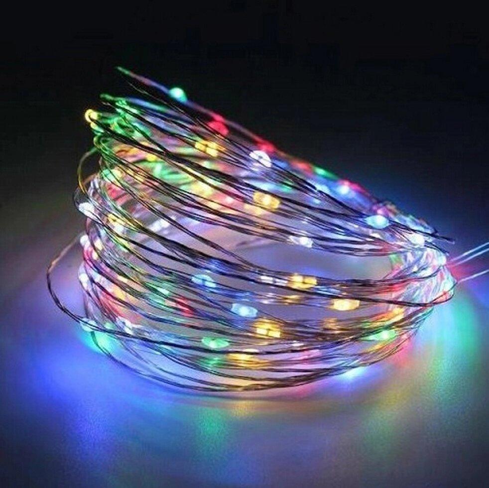 Гірлянда нитка LTL крапля роси 10м 100Led RGB мульти колір на батарейках АА 3шт, фото 1