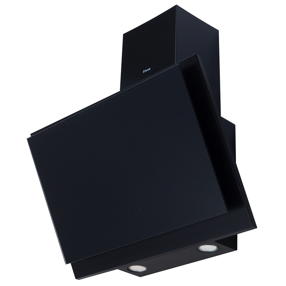 ЧОрна потужна похила кухонна витяжка Perfelli DNS 6622 BL LED, сенсорна настінна декоративна, 60 см, фото 1