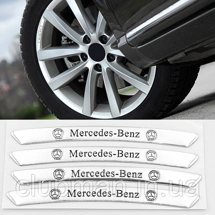 Наклейки на диски (на колеса) Mercedes Benz (Мерседес) Сріблясті, фото 1