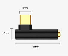 Перехідник адаптер кутовий для навушників Perfect Type C — 3.5 мм Чорний, фото 2