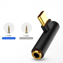 Перехідник адаптер кутовий для навушників Perfect Type C — 3.5 мм Чорний, фото 3