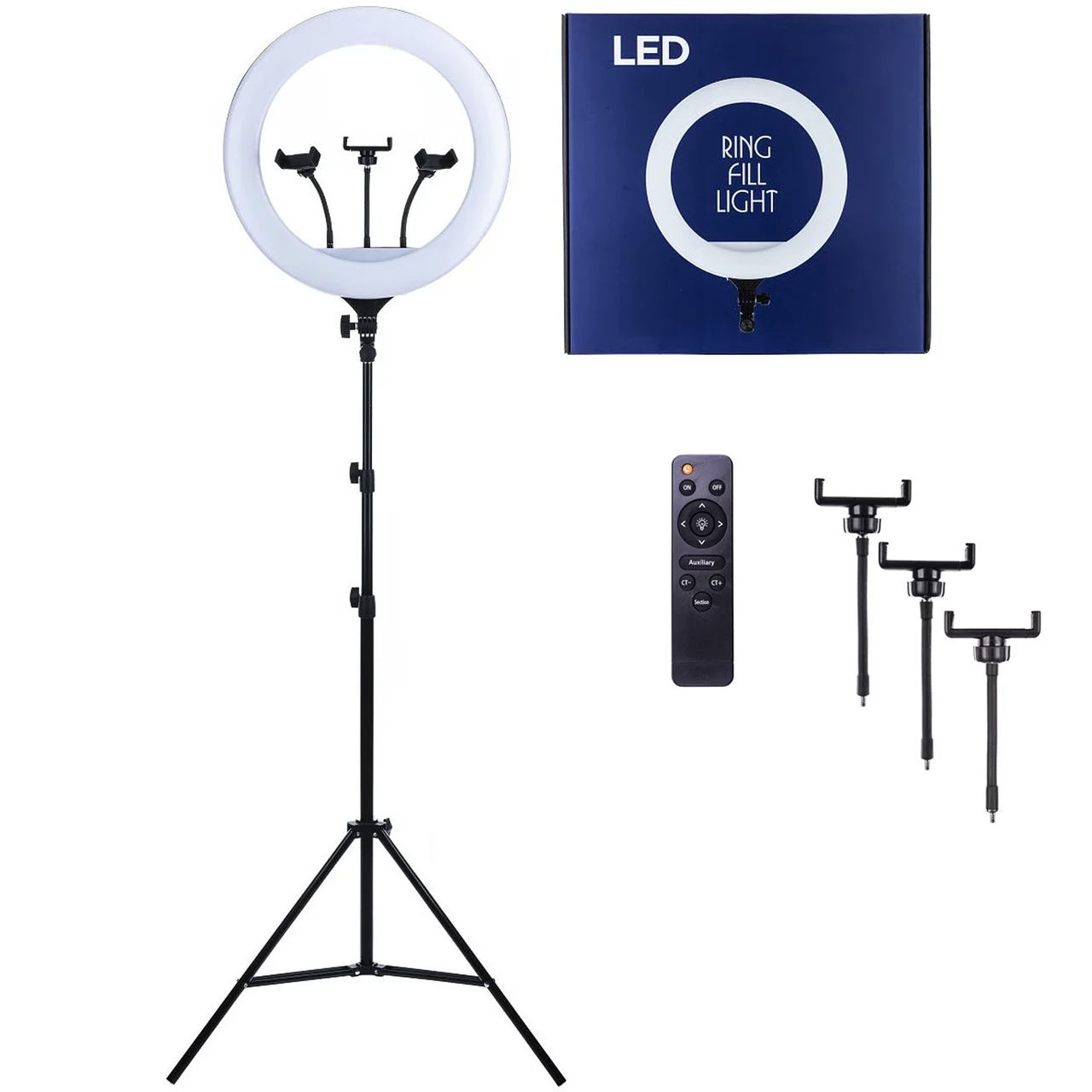 Кільцева LED лампа YQ-460A (D=43 см) з штативом і кріпленнями, фото 1