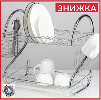 Настільна вбудована сушарка для посуду з піддоном A-PLUS сушарка для посуду 2 яруси в шафу або на стіл