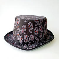 Шляпа Цилиндр с черепами на Хэллоуин черная, объем 56-58 см