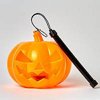 Светящаяся Тыква с ручкой и смехом на Хэллоуин, 12х10 см