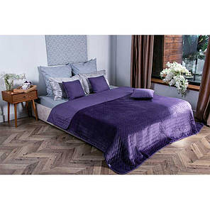 Покривало на ліжко, диван Руно Велюр фіолетовий 150х220 двостороннє полуторне, фото 2