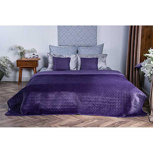 Покривало на ліжко, диван Руно Велюр фіолетовий 150х220 двостороннє полуторне, фото 2