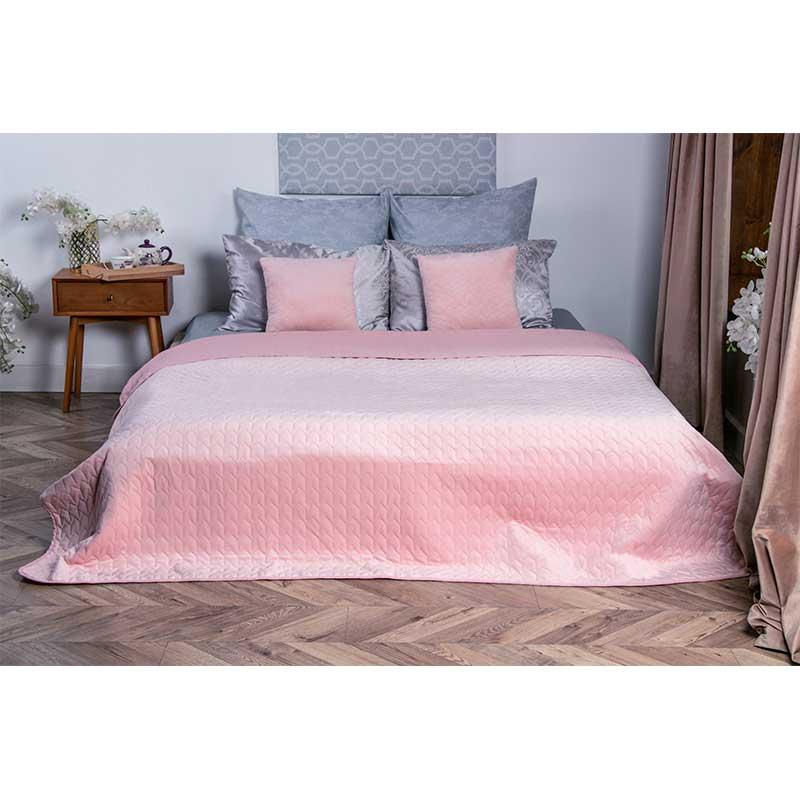 Покривало на ліжко, диван Руно Велюр рожевий 150х220 двостороннє полуторне
