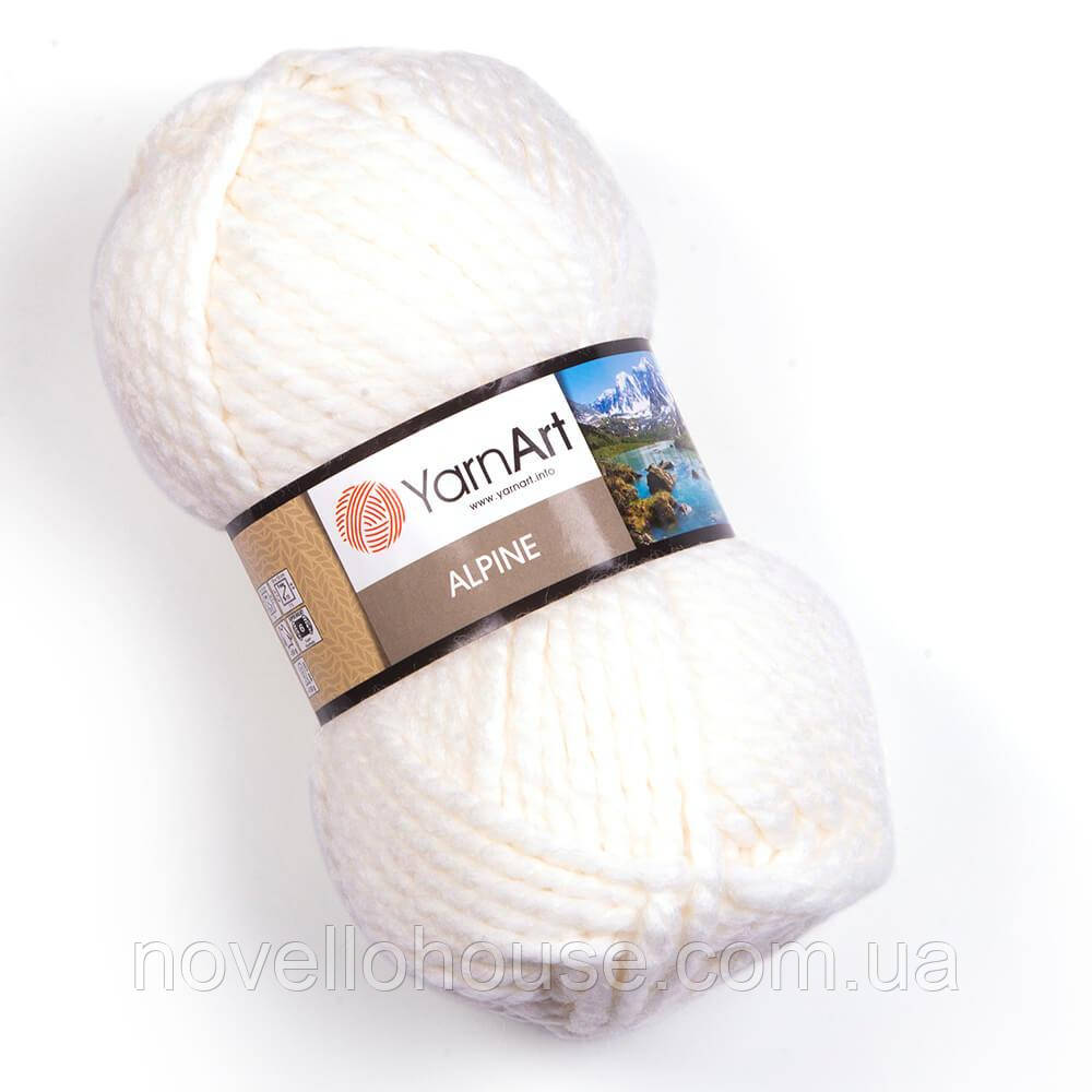 YarnArt ALPINE (Альпін) № 330 білий (Напіввовняна пряжа, нитки для в'язання)