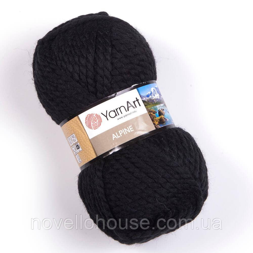YarnArt ALPINE (Альпін) № 331 чорний (Напіввовняна пряжа, нитки для в'язання)