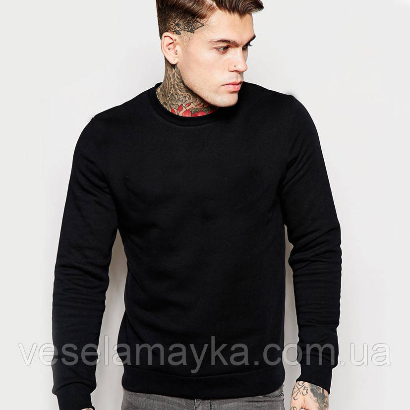 Чорний чоловічий світшот (толстовка — реглан), фото 1