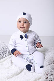 Ошатний чоловічок комбінезон "Корсар", білий із синім, розмір від 62 до 74