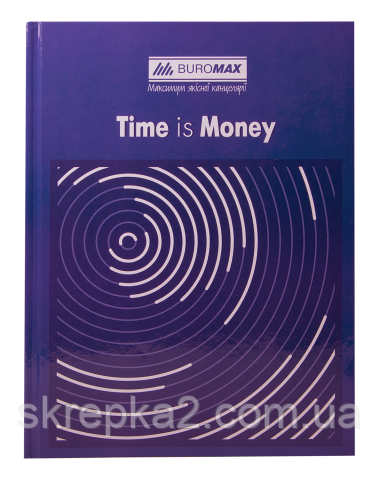 Книга канцелярська TIME IS MONEY, А4, 96 арк., клітинка, офсет, тверда ламінована обкладинка, синя