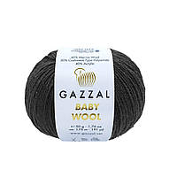 Gazzal BABY WOOL (Газзал Бейбi Вул) № 803 чорний (Вовняна пряжа, в'язальні нитки)