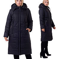 Стильный женский пуховик 48-66 размеры зимняя длинная куртка батал пуховик больших размеров