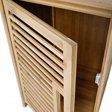 Шкаф для ванной комнаты Axentia бамбуковый с полками МДФ 33x115x33 см, фото 3