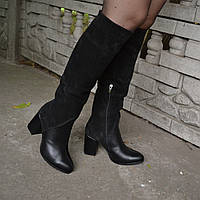 Замшеві чоботи на високих підборах