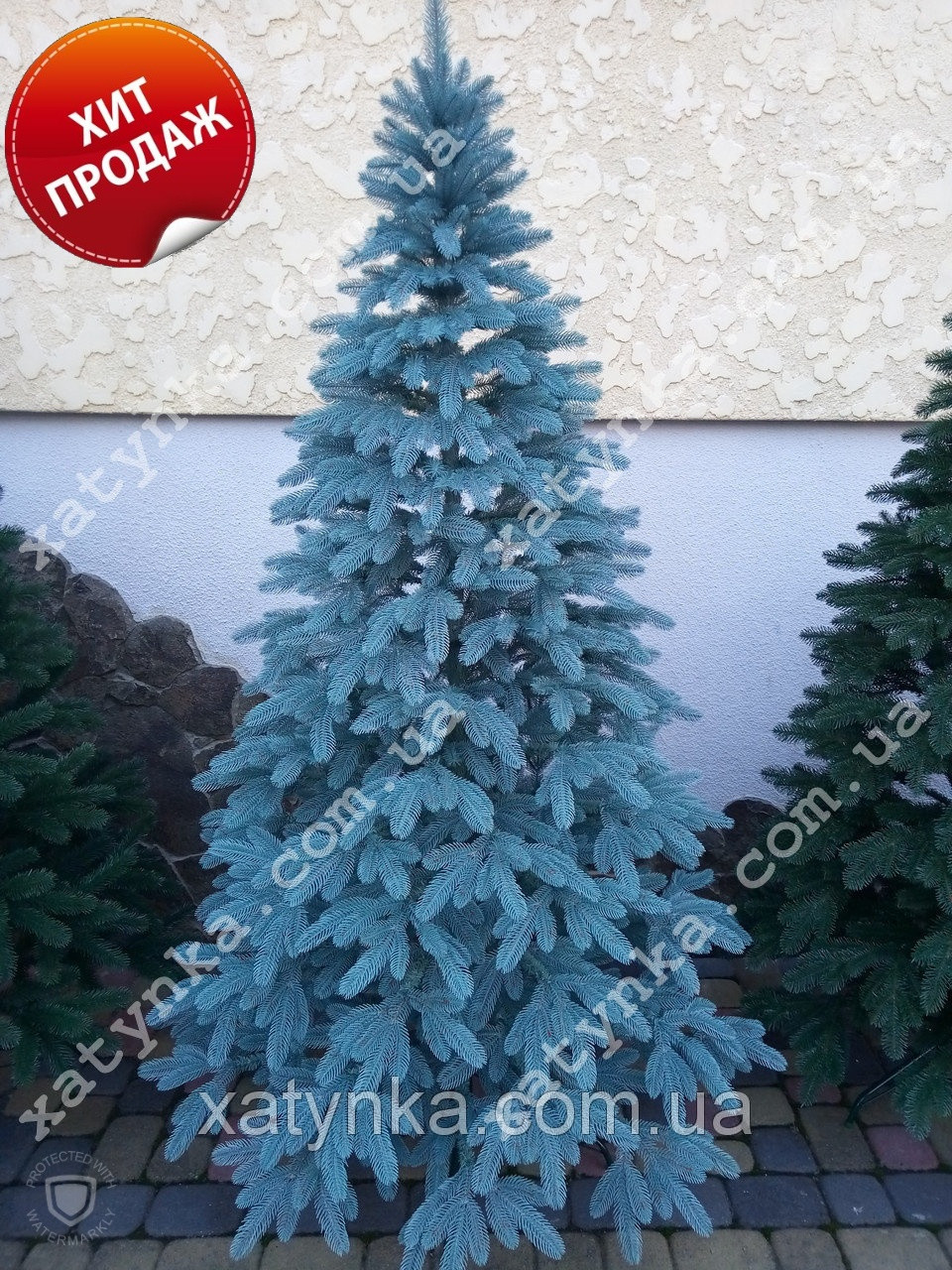 Лита ялинка Преміум 1.50 м. блакитна / Ялинки штучні / новорічна ялинка / Елка литая
