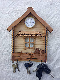 Ключниця Вішалка-будиночок з годинником