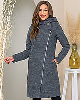 Пальто женское демисезонное кашемировое, темно-серое, арт136
