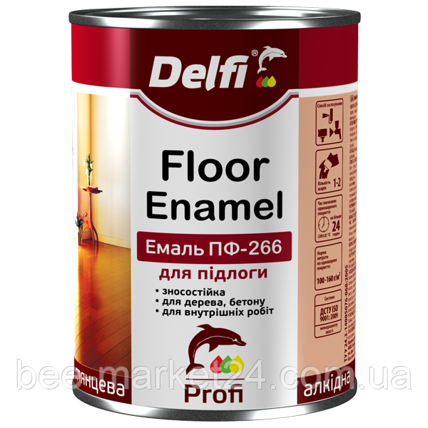 Емаль алкідна Delfi для підлоги ПФ-266 Червоно-Коричнева 0.9кг