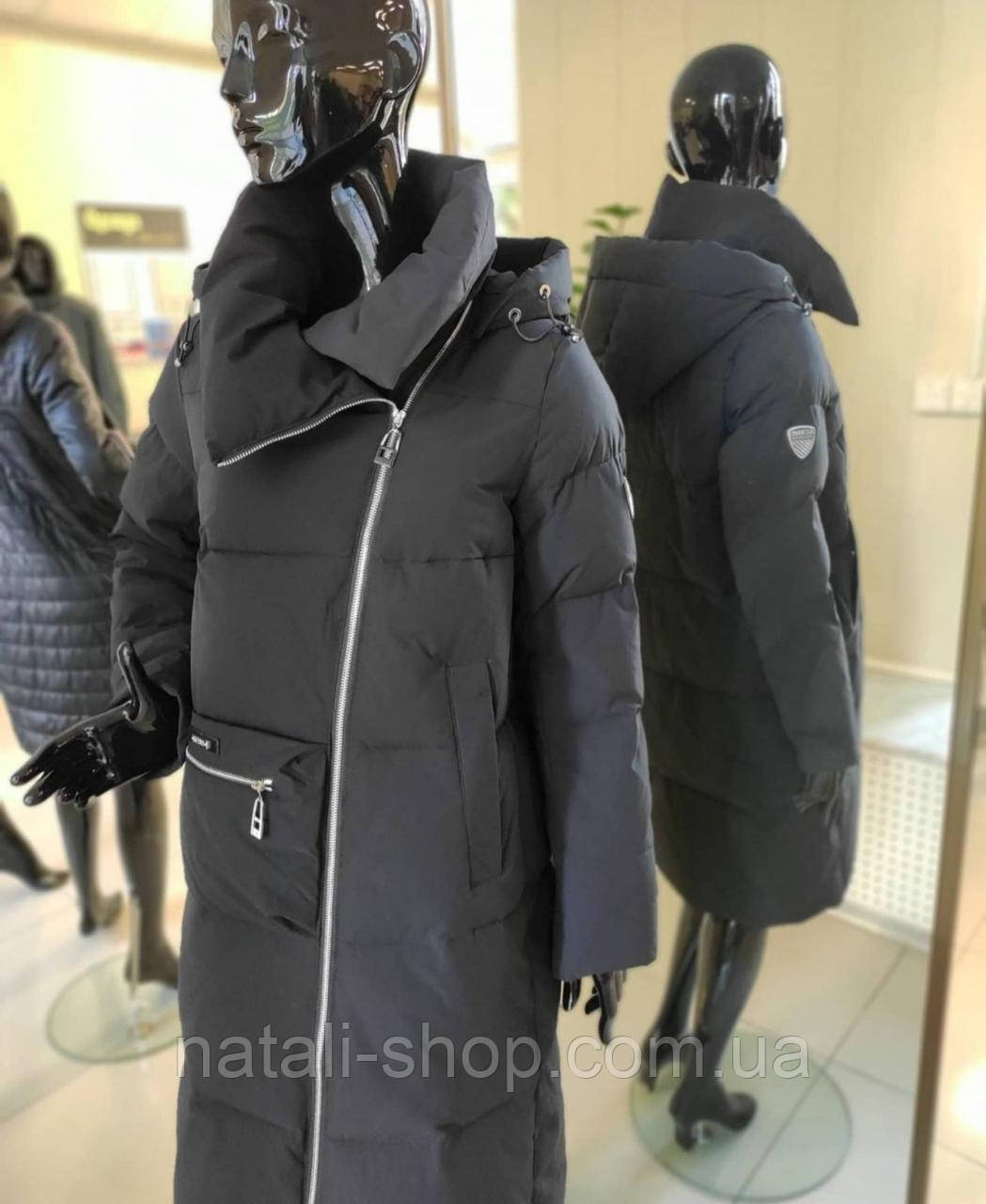 Жіночий пуховик куртка Clasna з накладною кишенею CW21D8160 (50 розмір) XXL