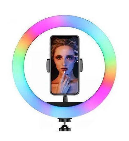 Кільцева лед-лампа для студійного освітлення Ring RGB MJ 36 36см з пультом для фото і відео, фото 1
