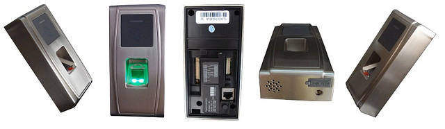 Вид на влагостойкую биометрическую систему контроля доступа Система контроля и управления доступом по отпечатку пальца ZKTeco MA300