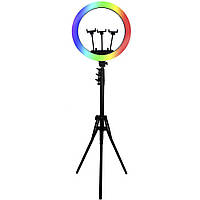 Лед-лампа кольцевая для студийного освещения Ring RGB MJ18 18см с пультом и штативом для фото и видео