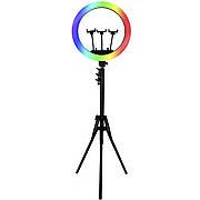 Лед-лампа кільцева для студійного освітлення Ring RGB MJ18 18см з пультом та штативом для фото та відео