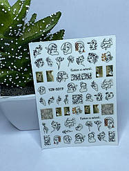 Слайдер-дизайн Обличчя Дівчата Руки Силует на клейкій основі — Наклейки для нігтів