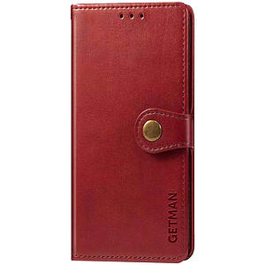 Шкіряний чохол книжка GETMAN Gallant (PU) для Xiaomi Redmi Note 10 5G / Poco M3 Pro Штучна шкіра, Слот для візитки, Червоний