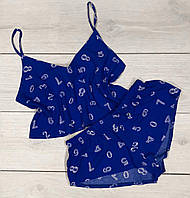 Хлопковый комплект майка-топ и шорты, летние женские пижамы.