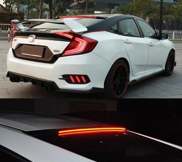 Спойлер на скло Honda Civic седан (2016+) з Led стоп сигналом