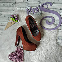 Туфли женские Lino Marano замшевые коричневые на каблуке размер 38