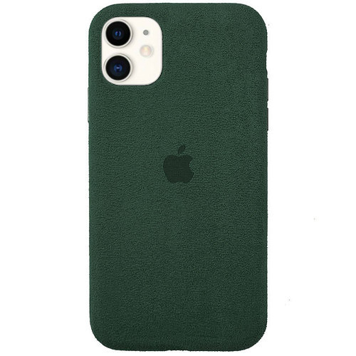 Чохол Alcantara Алькантара для iPhone 12 (02) Forest green темно-зелений