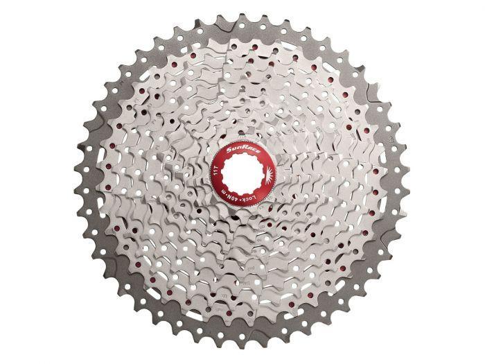 Касета інд. 11-k 11-46T SUN RACE MX8 MTB, алюмінієвий павук, Metallic Silver