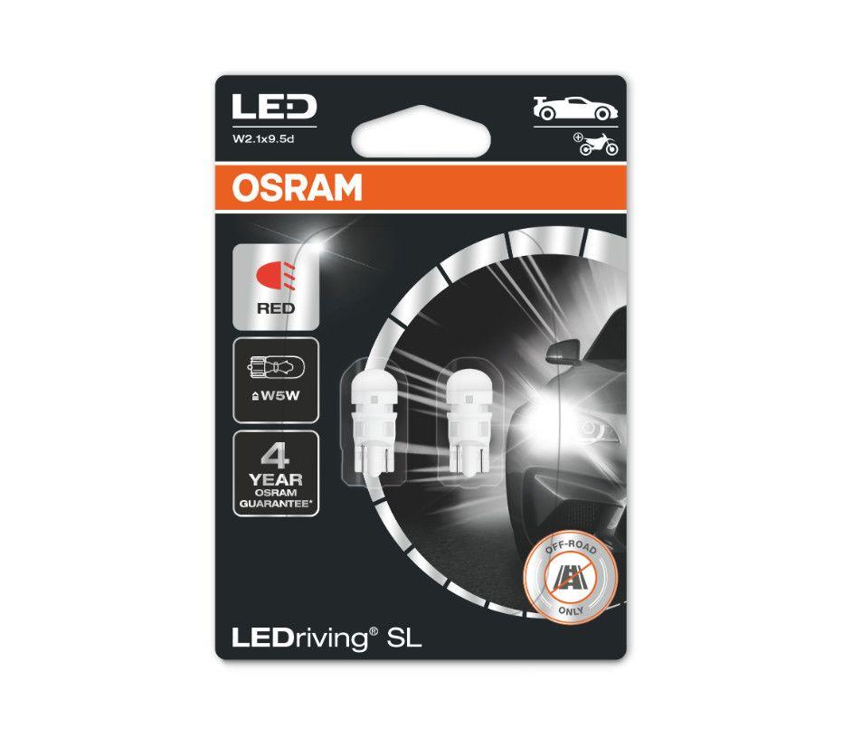 LED лампы Osram LEDriving SL W5W / T10 12V 1W Red 2825DRP-02B, фото 1