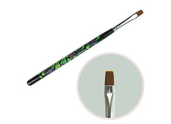 Пензель для гелю No8 прямий ворс чорний з кольором (пензли для малювання, пензлики для моделювання, манікюрні)