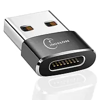 Перехідник INGELON Type-C до USB Адаптер Конвертер Швидкого Заряджання та Передавання Чорний