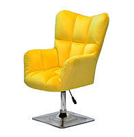 Лаунж крісло Oliver 4CH-Base жовтий велюр В-1027 хромована квадратна опора, з регулюванням висоти, фото 3