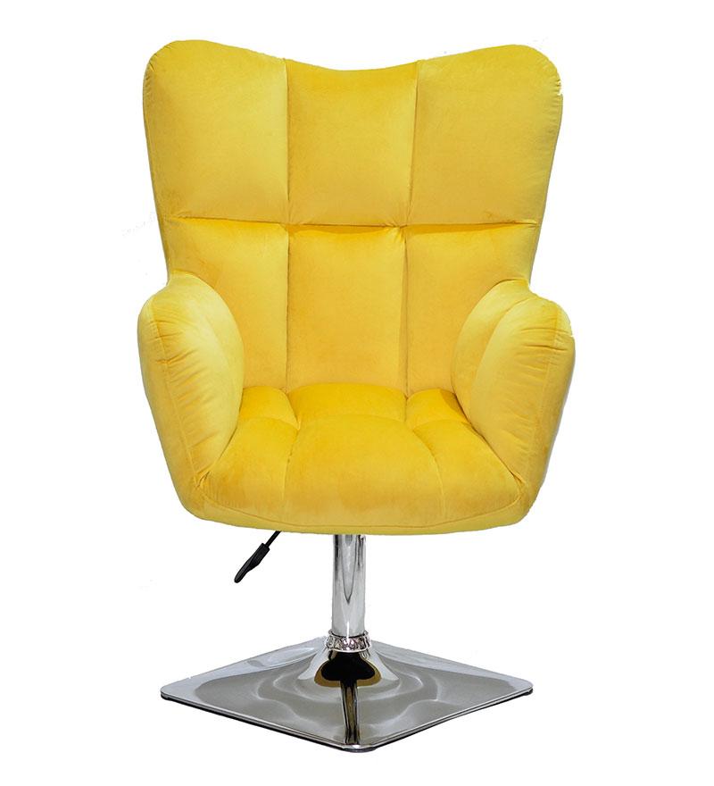 Лаунж крісло Oliver 4CH-Base жовтий велюр В-1027 хромована квадратна опора, з регулюванням висоти, фото 1